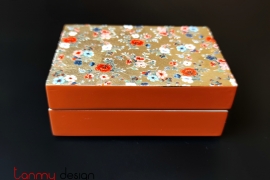 Rectangle lacquer business card box with little flower pattern 10*7*H4 cm